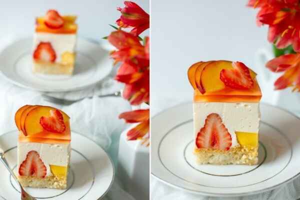 Полунично-персиковий торт