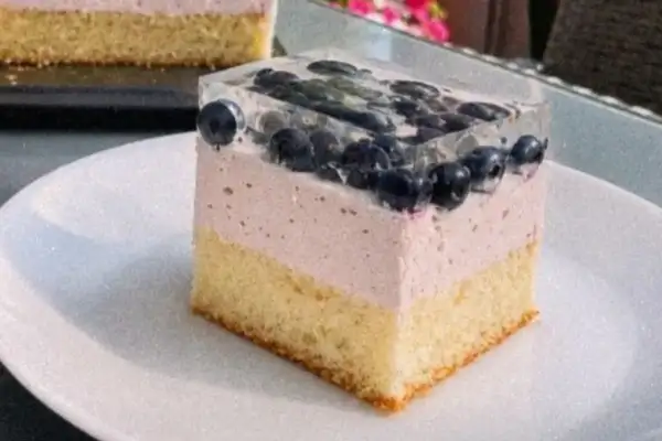 Пляцок з ягідним мусом і чорницями в желе