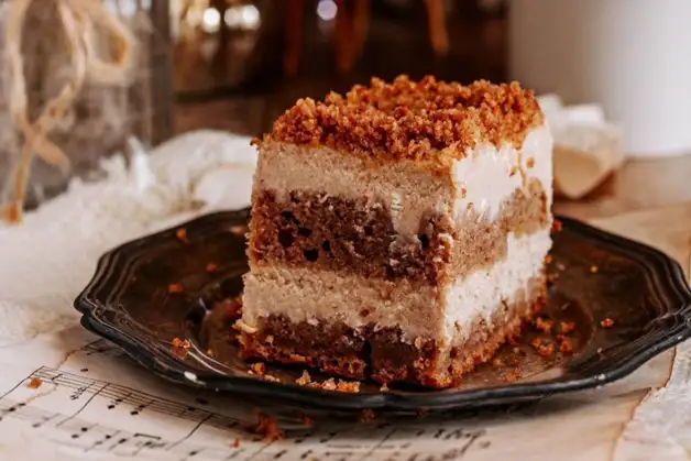 Заварний сирник з корицею на гарбузовому бісквіті